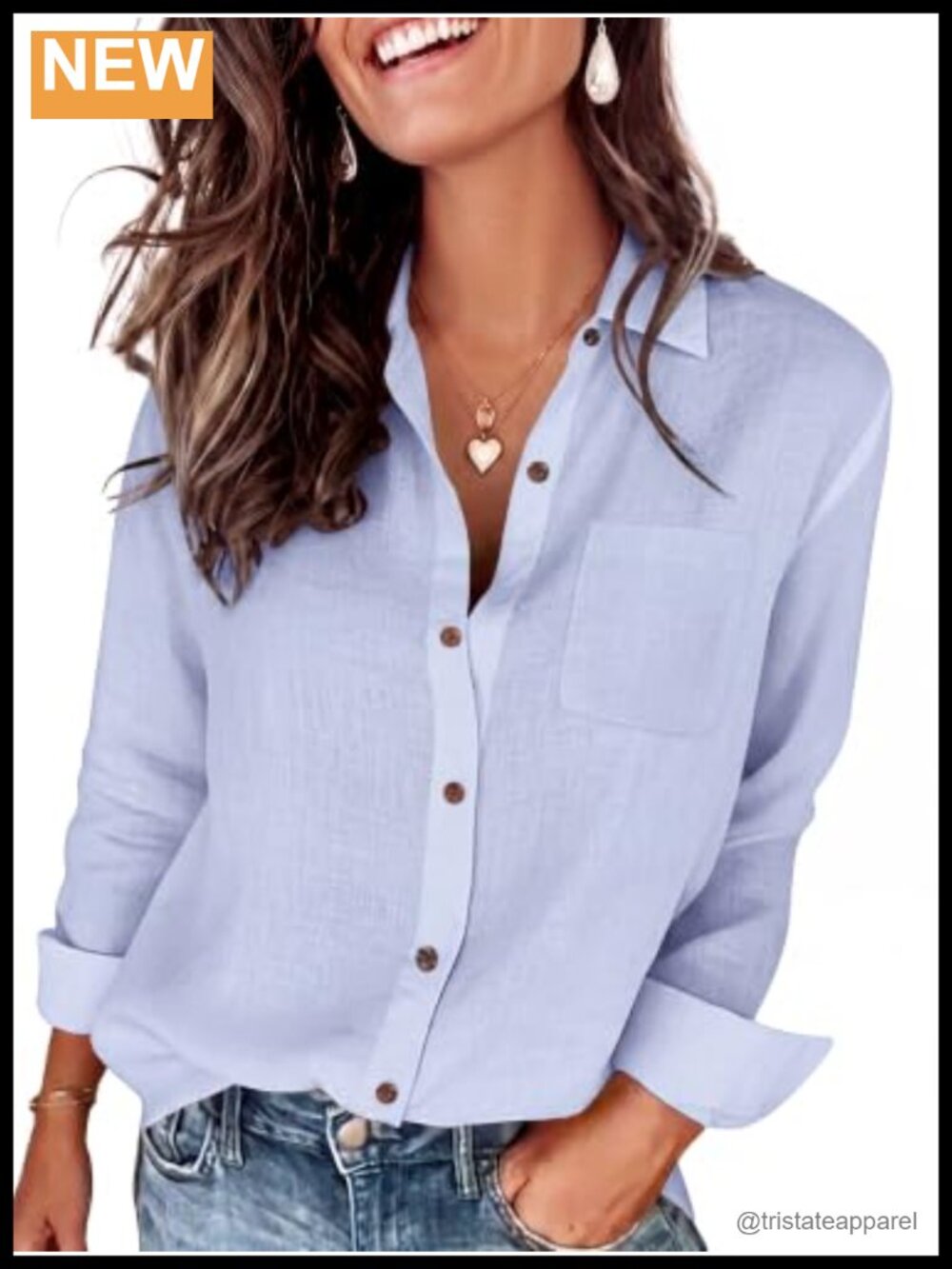 100% Cotton Linen Button Down Long Sleeve Shirt with Pocket
